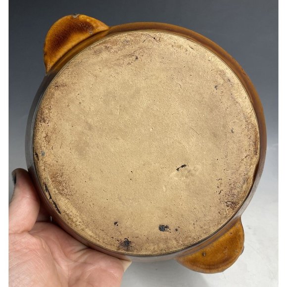 Antique Pottery Yellow Ware Glazed Handled Pie Plate Pan Primitive Glazed Rustic - Picture 2 of 16